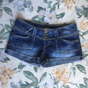 Mudd Dark Wash Button Fly Jean Shorts